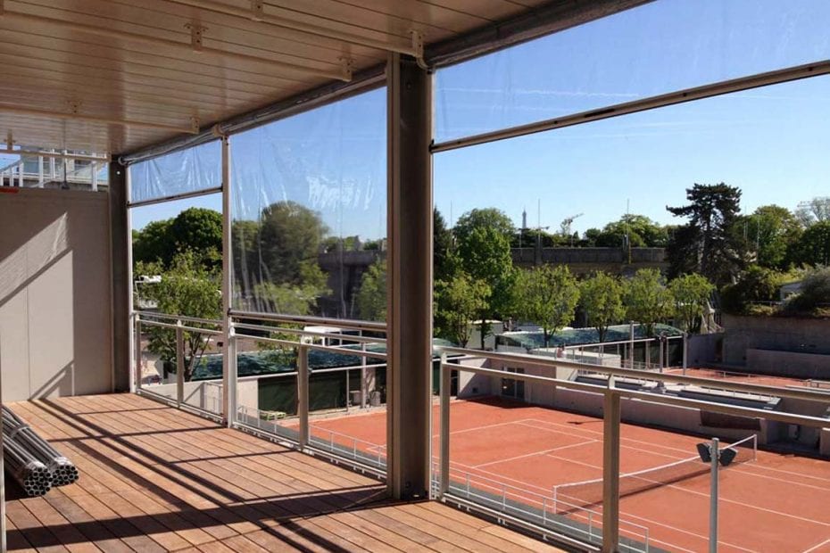 Fermeture de pergola du stade de tennis Roland Garros